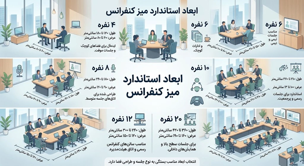 ابعاد میز کنفرانس U شکل